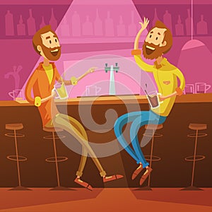 Friends In The Bar Illustration