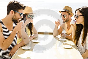 Friends at the beach bar