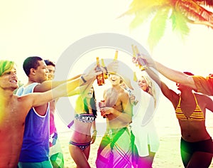 Friends Beach Party Drinks Toast Celebration Concept