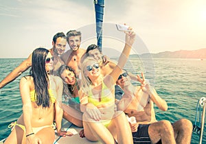 Friends on boat taking a selfie