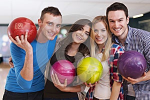 Friends at bowling alley