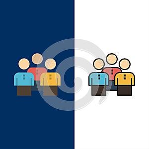 Friends, Business, Group, People, Protection, Team, Workgroup  Icons. Flat and Line Filled Icon Set Vector Blue Background