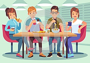 Friends cafe. Friendly people eat drink lunch table fun seating friendship young guys meeting restaurant bar flat image photo