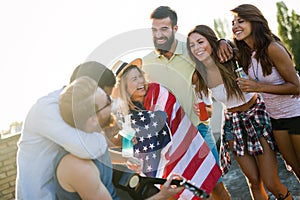 Friends Celebrating 4th Of July Holiday