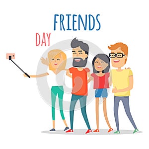 Friends Celebrating Friendship Day Vector Concept