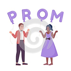 Friends celebrating prom night and dancing semi flat color vector characters