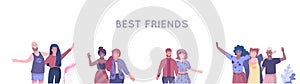 Friends characters. People hanging together, minimal trendy friendship concept for web design. Vector different people