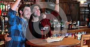 Friends cheering while having beer