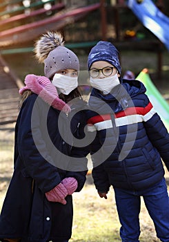 Friends of the children are playing during pandemi covid-19