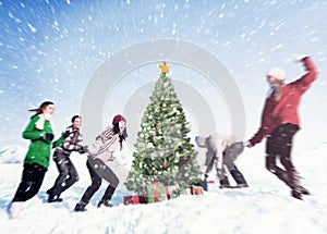 Friends Christmas Winter Holidays Celebration Concept