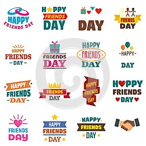 Friends day logo set, flat style photo
