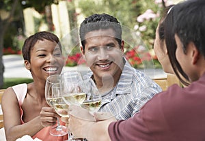 Friends Drinking Wine Outdoors