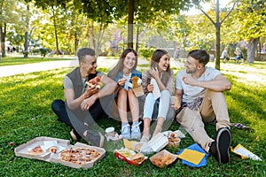 Friends eating fast food