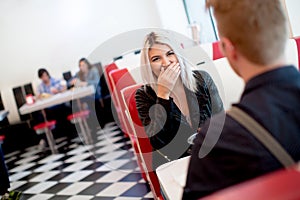 Friends eating fast food the diner