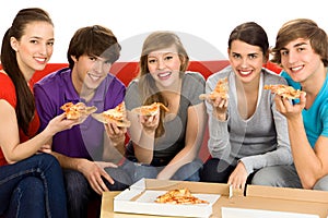 Friends Eating Pizza