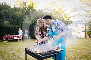 Friends enjoying bbq party