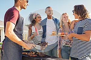 Friends enjoying lunch barbecue