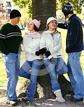 Friends Enjoying Park