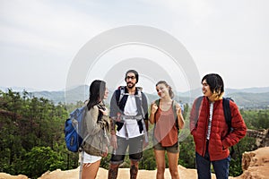 Friends Explore Nature Outdoors Concept