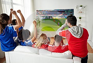 Friends or football fans watching soccer