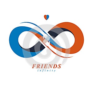 Friends Forever, everlasting friendship unusual vector logo comb