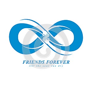 Friends Forever, everlasting friendship unusual vector logo comb