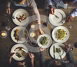 Friends Gathering Eating Food Together Happiness