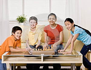 Friends gathering to play chess