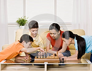 Friends gathering to play chess