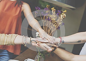 Friends Hands Together Teamwork Unity Concept