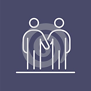 Friends handshake business people icon simple line flat illustration