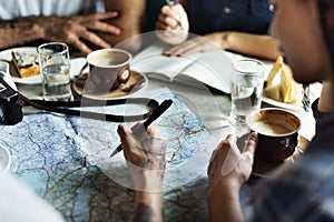 Friends having coffee at a cafe