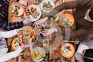 Friends having dinner.