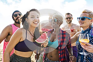 Friends having fun at the beach