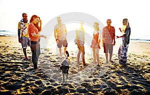 Friends having fun at the beach