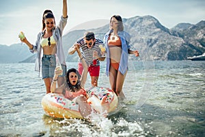 Friends having fun on beach