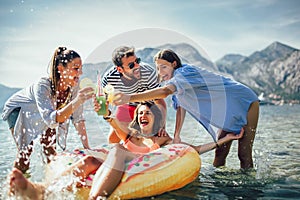 Friends having fun on beach