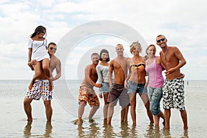 Friends having fun at the beach