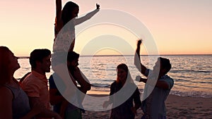 Friends having fun at the beach