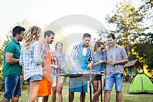 Friends enjoying bbq party