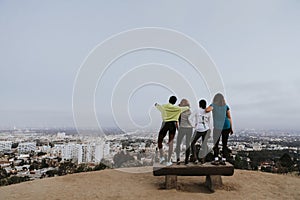 Friends hiking through the hills of Los Angeles