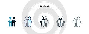 Friends icon in different style vector illustration. two colored and black friends vector icons designed in filled, outline, line