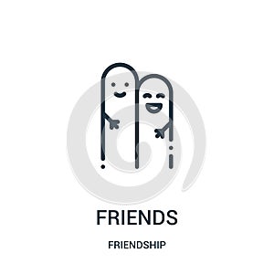 friends icon vector from friendship collection. Thin line friends outline icon vector illustration. Linear symbol for use on web