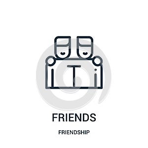 friends icon vector from friendship collection. Thin line friends outline icon vector illustration. Linear symbol for use on web