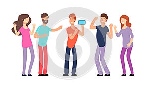 Friends laughing. People laughing together. Friendly fun conversation and joke vector concept
