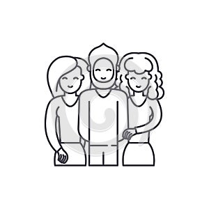 Friends line icon concept. Friends vector linear illustration, symbol, sign
