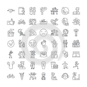 Friends linear icons, signs, symbols vector line illustration set