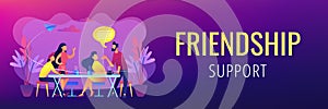 Friends meeting concept banner header.