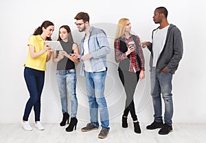 Friends meeting on white background