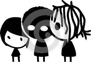 Friends - minimalist and simple silhouette - vector illustration